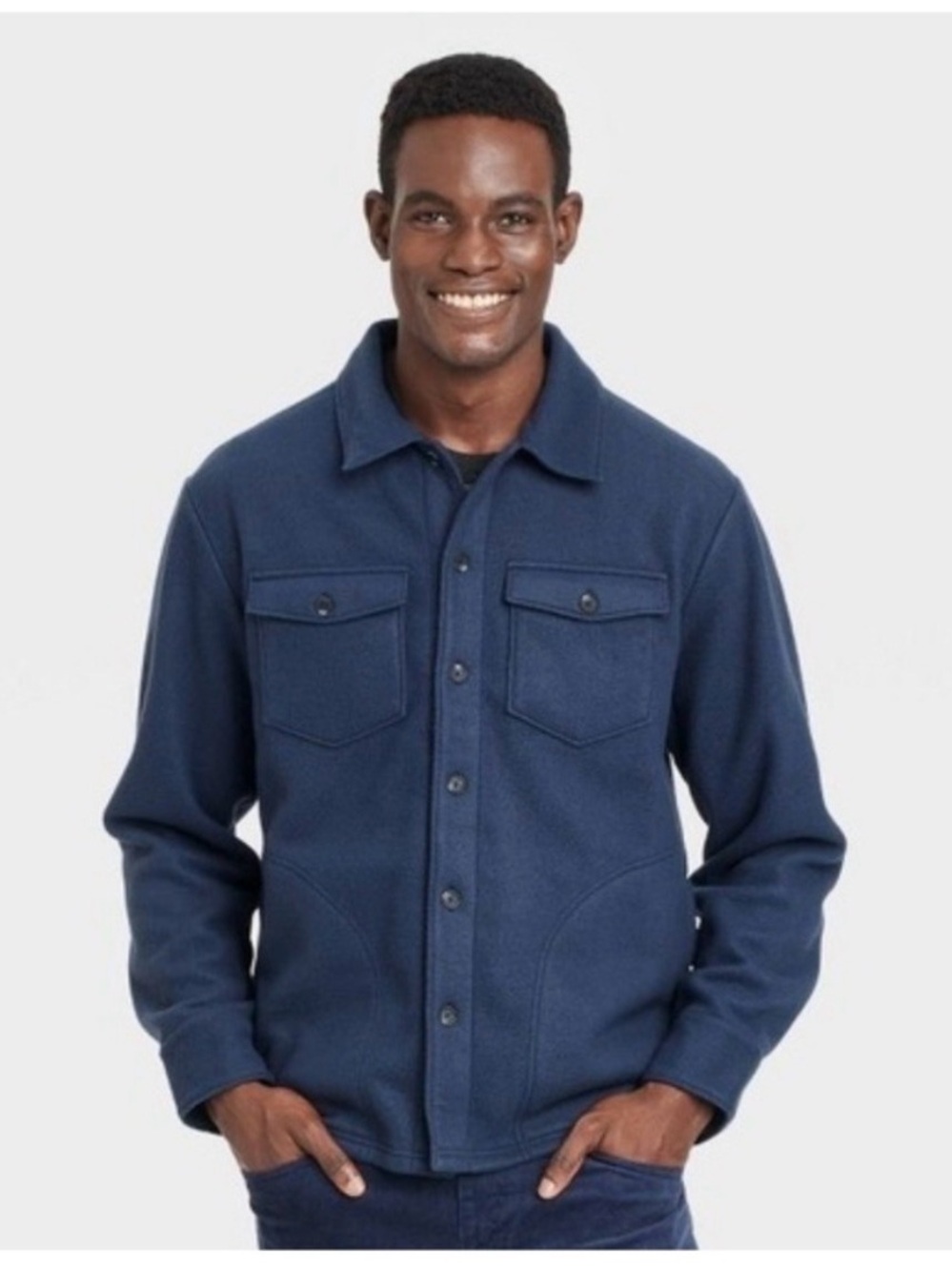 NWT Men's Navy Fleece-Blend Button Front/Shirt Jacket